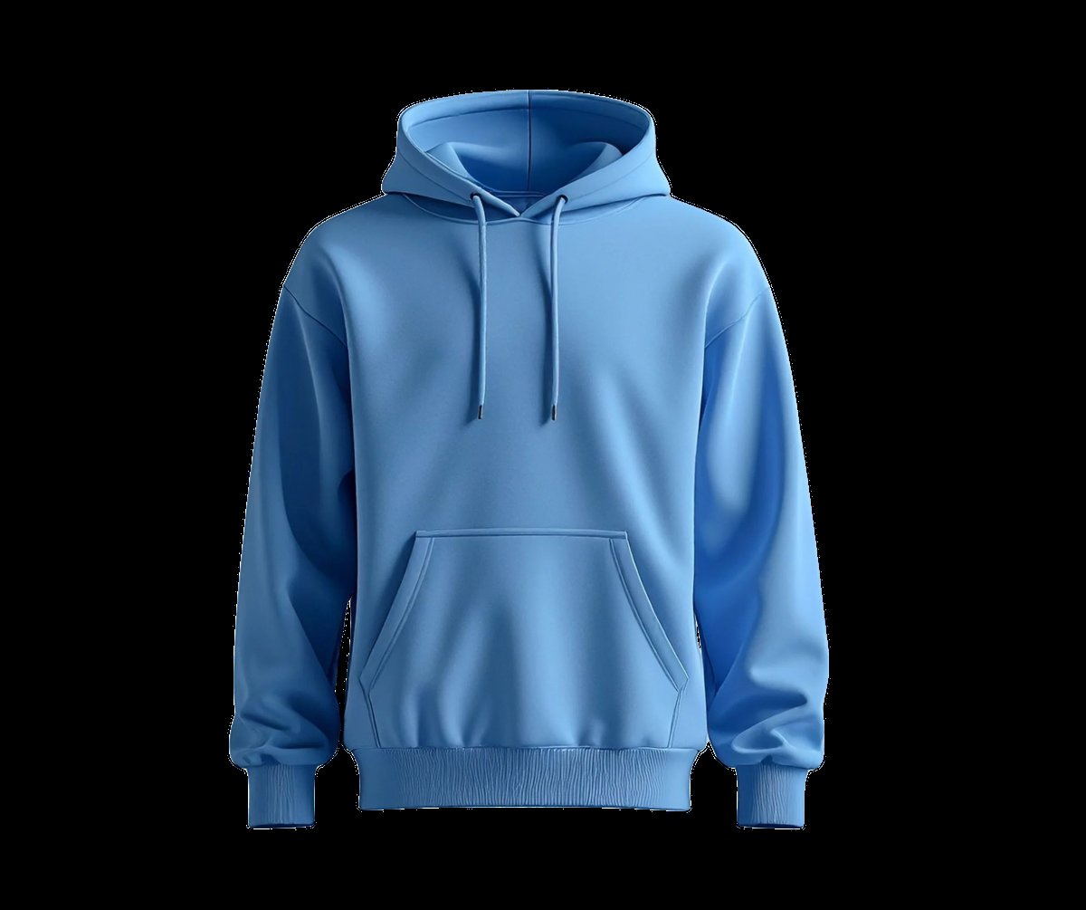 Sky Blue pullover hoodie, front view