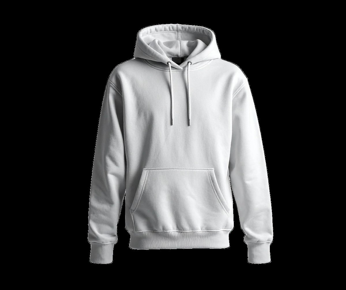 White pullover hoodie, front view